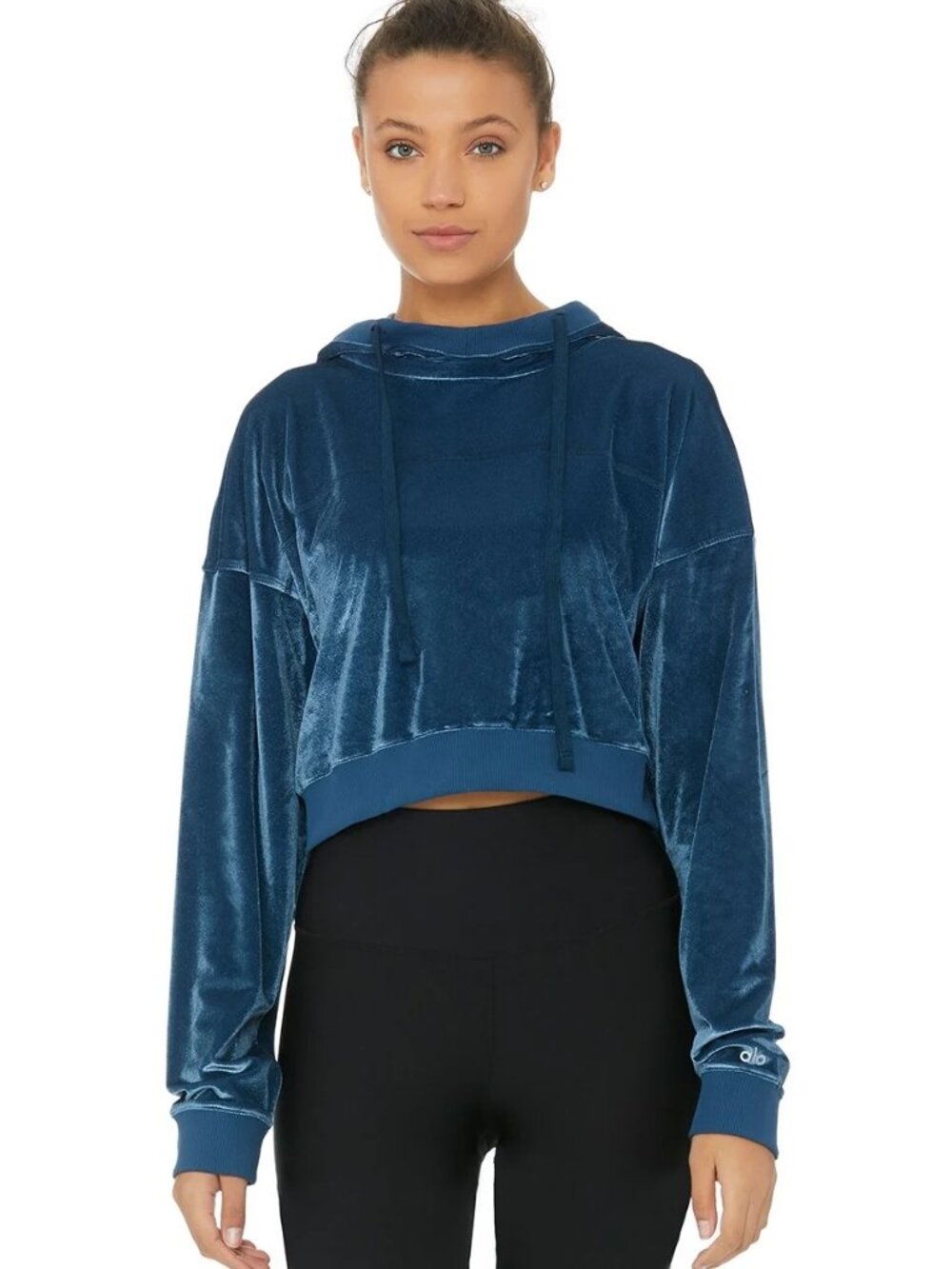 Alo Layer Long Sleeve Velour Top - Eclipse Size Small